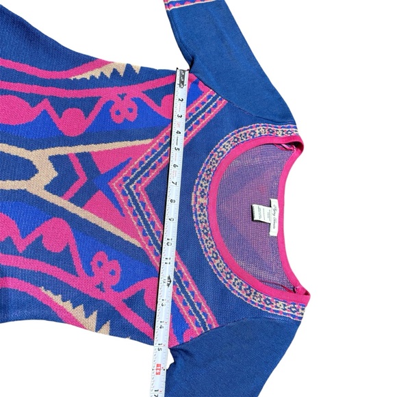 FLYING TOMATO Blue Pink Geometric Bohemian Bodycon A-line Pullover Dress Size M - Picture 11 of 16